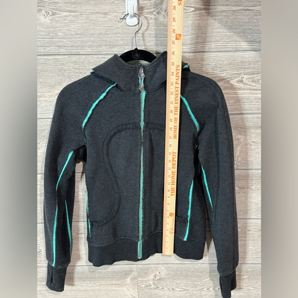 Lululemon Scuba Full Zip Sweatshirt/Hoodie, Vintage, Gray/Teal, Size 6 - Picture 6 of 6